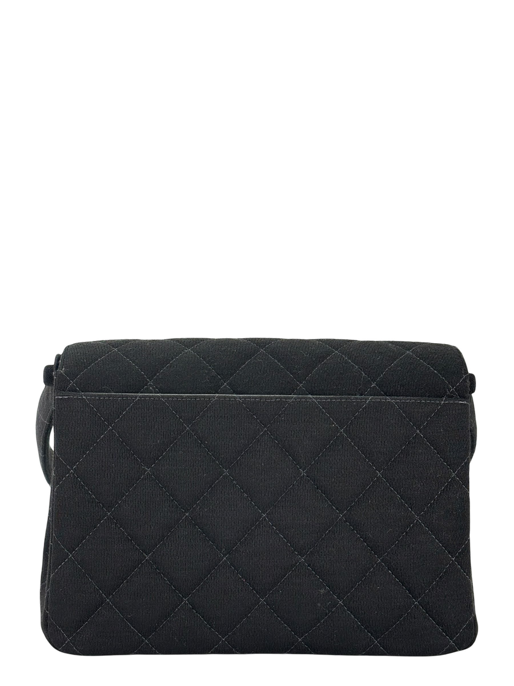 CHANEL - Black Fabric Turn lock Shoulder Bag 