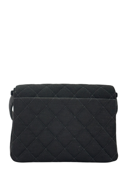 CHANEL - Black Fabric Turn lock Shoulder Bag 