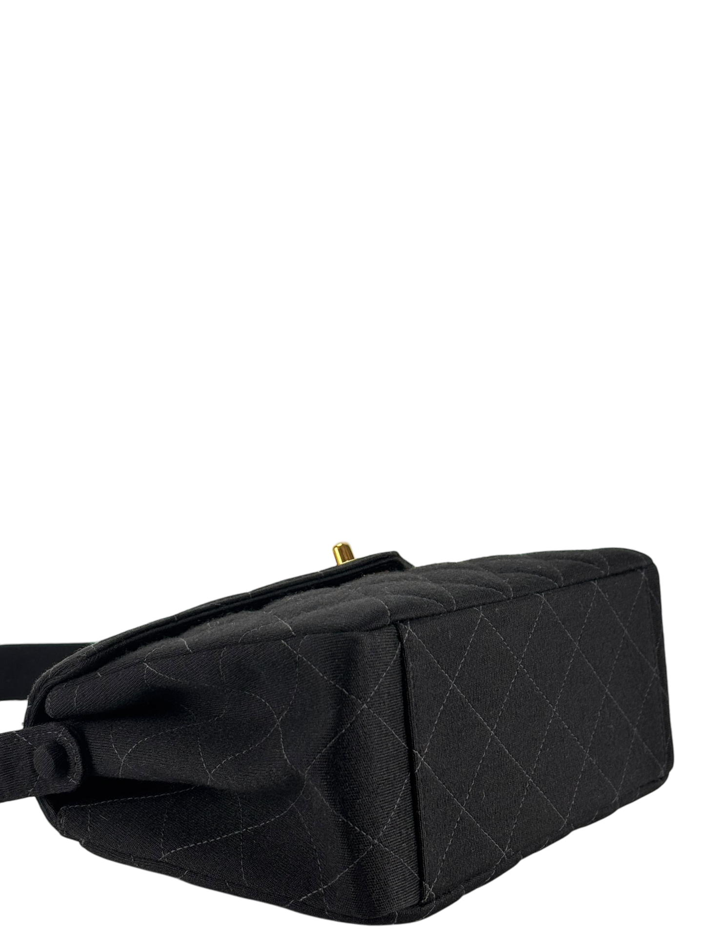 CHANEL - Black Fabric Turn lock Shoulder Bag 