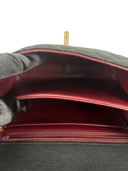 CHANEL - Black Fabric Turn lock Shoulder Bag 