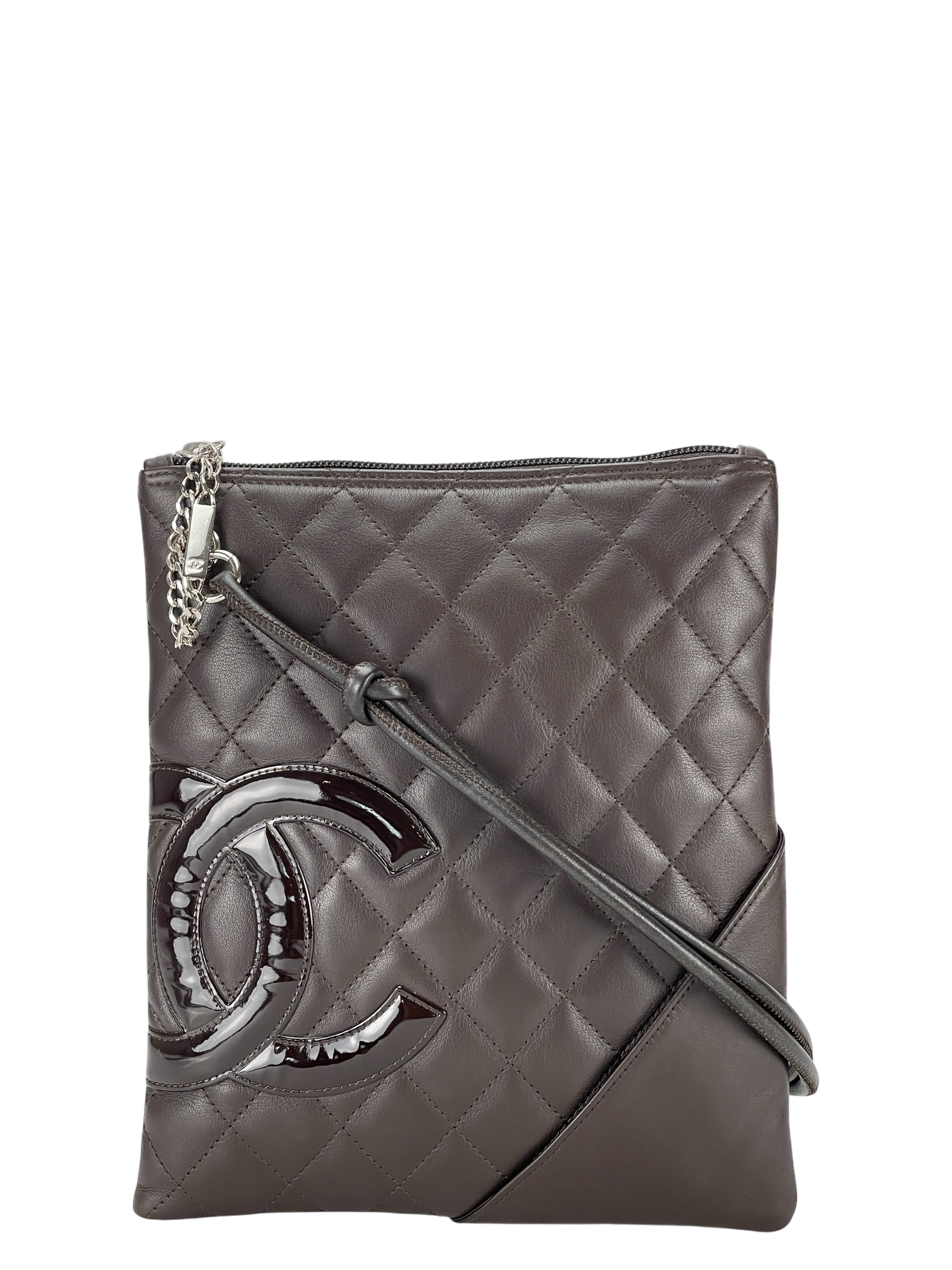 CHANEL - Brown Cambon Crossbody Bag Quilted Leather Medium
