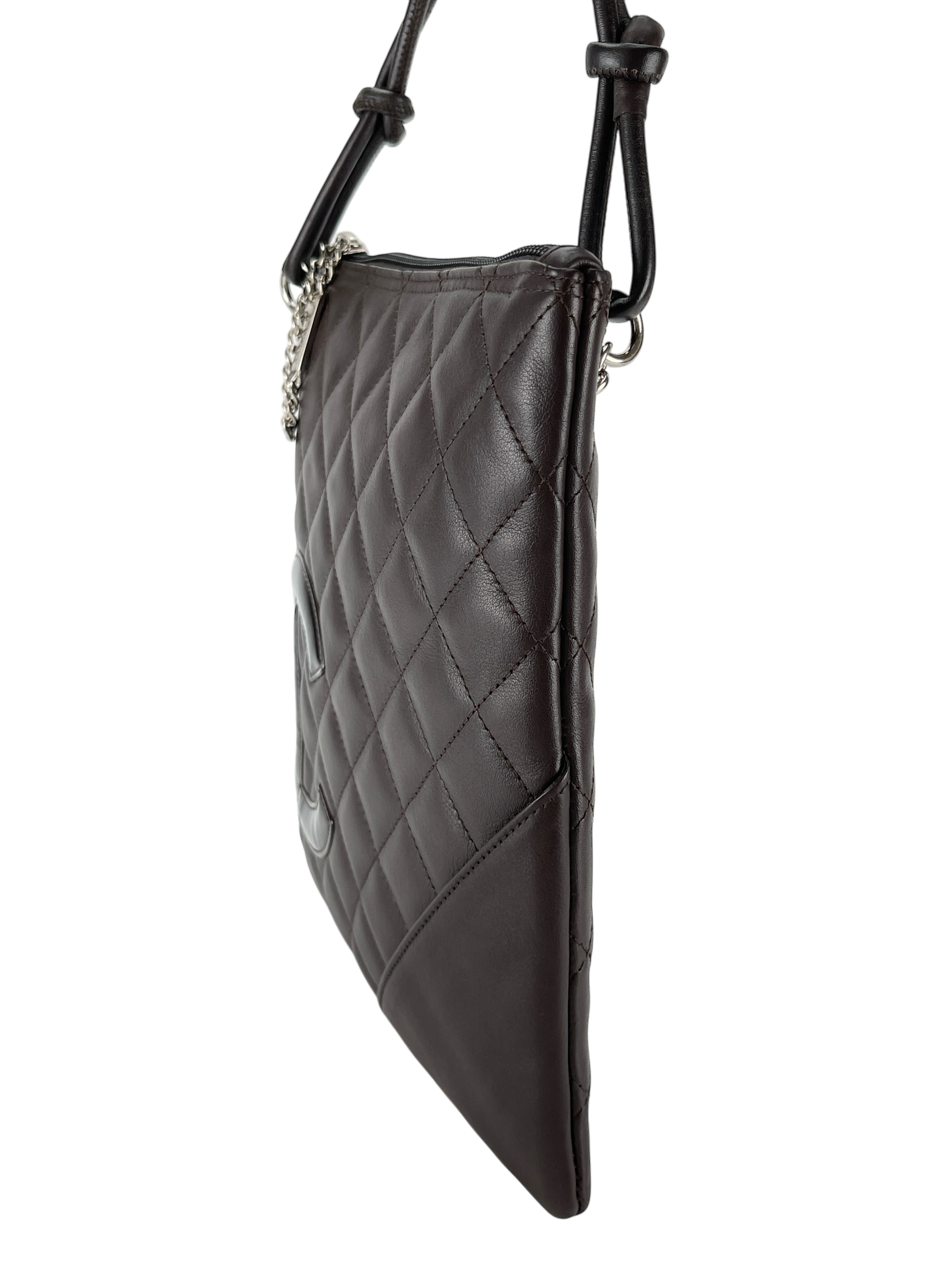 CHANEL - Brown Cambon Crossbody Bag Quilted Leather Medium