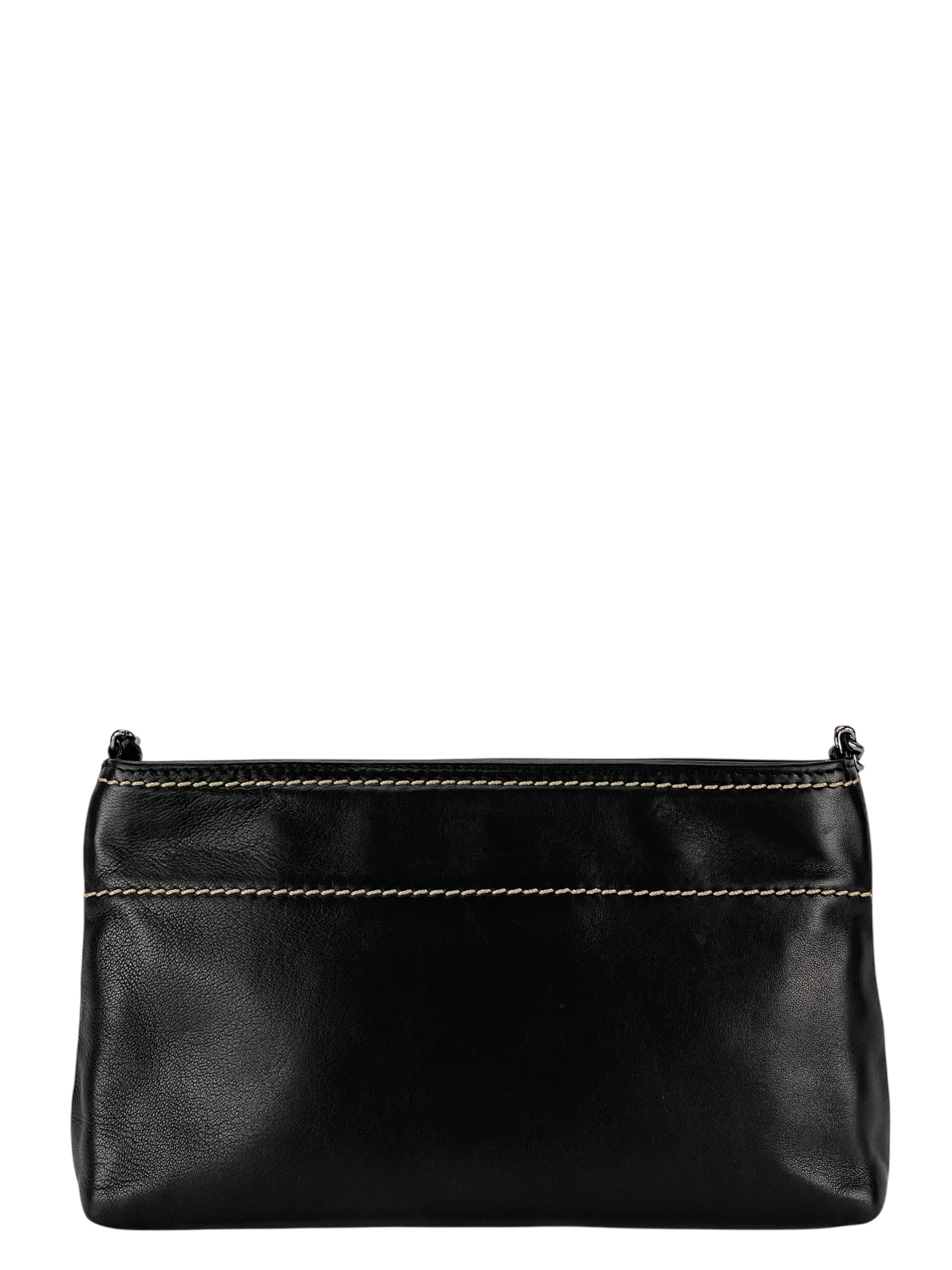 CHANEL - Black Lambskin Leather LAX Pochette Bag