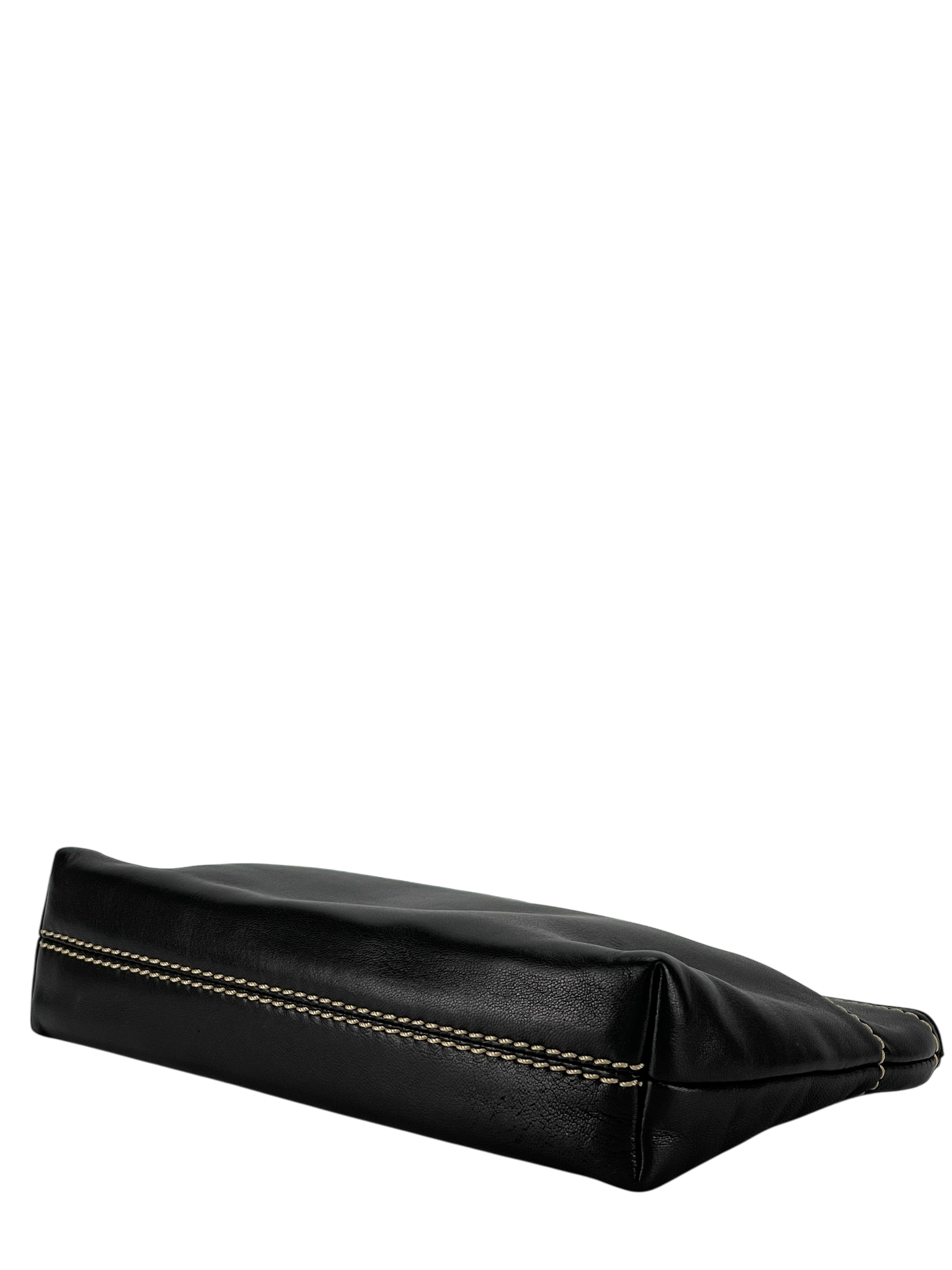 CHANEL - Black Lambskin Leather LAX Pochette Bag