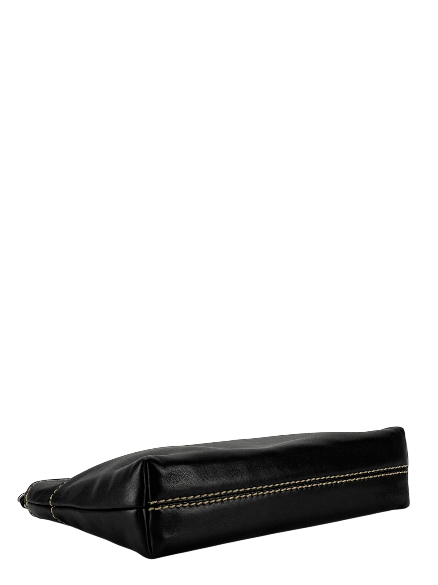 CHANEL - Black Lambskin Leather LAX Pochette Bag