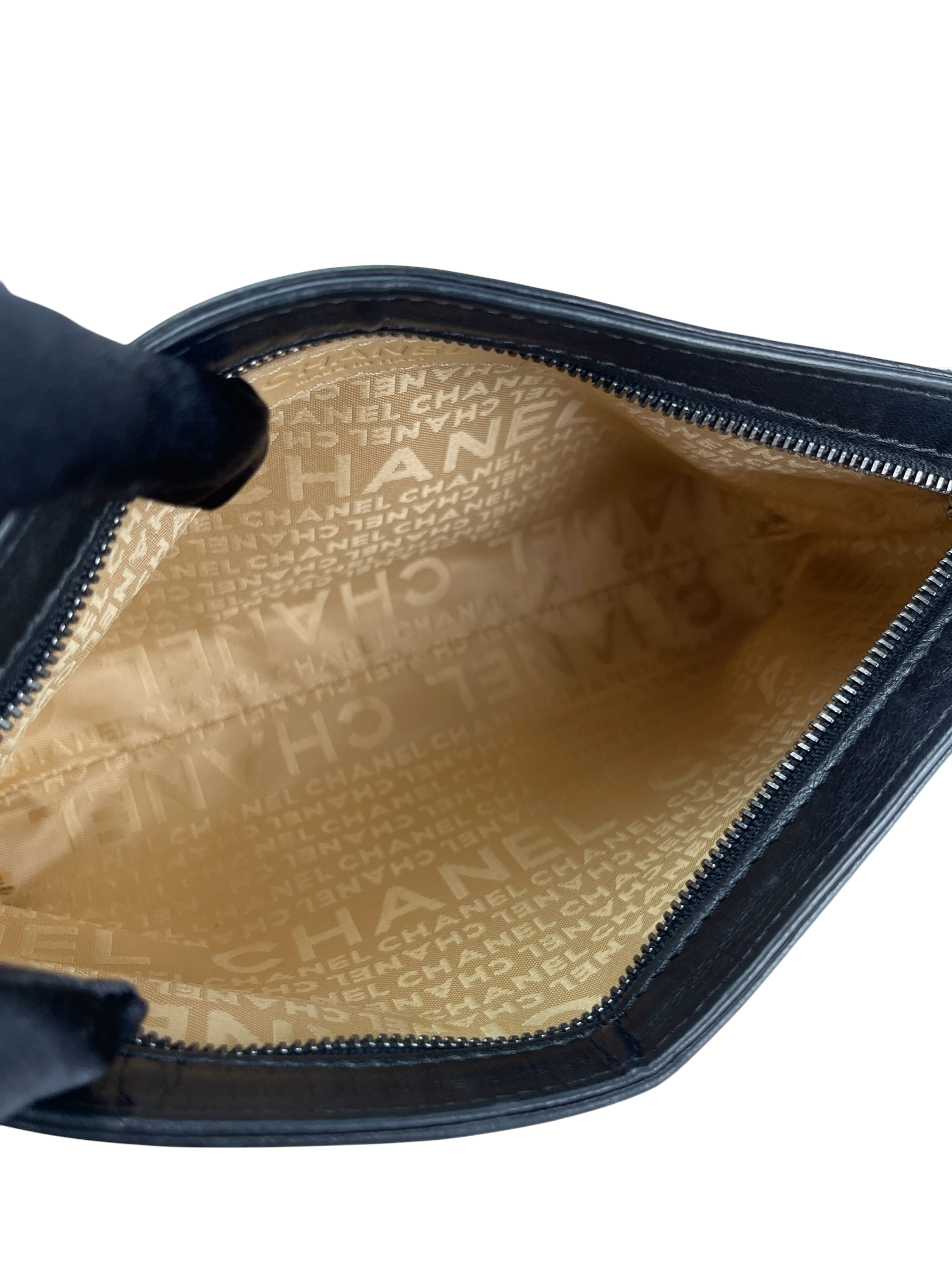 CHANEL - Black Lambskin Leather LAX Pochette Bag