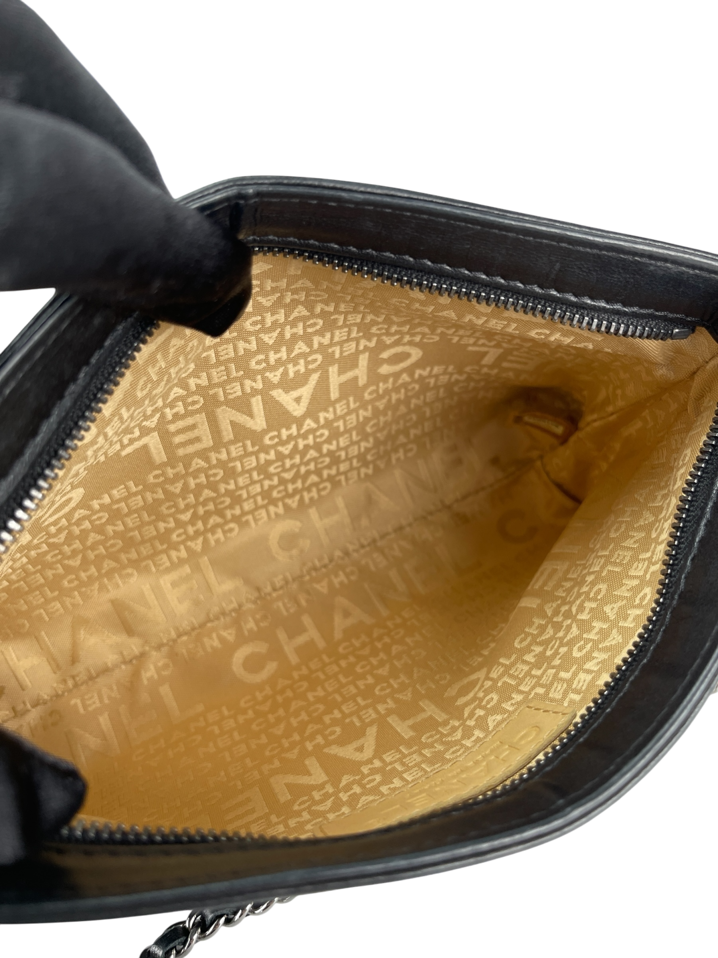 CHANEL - Black Lambskin Leather LAX Pochette Bag