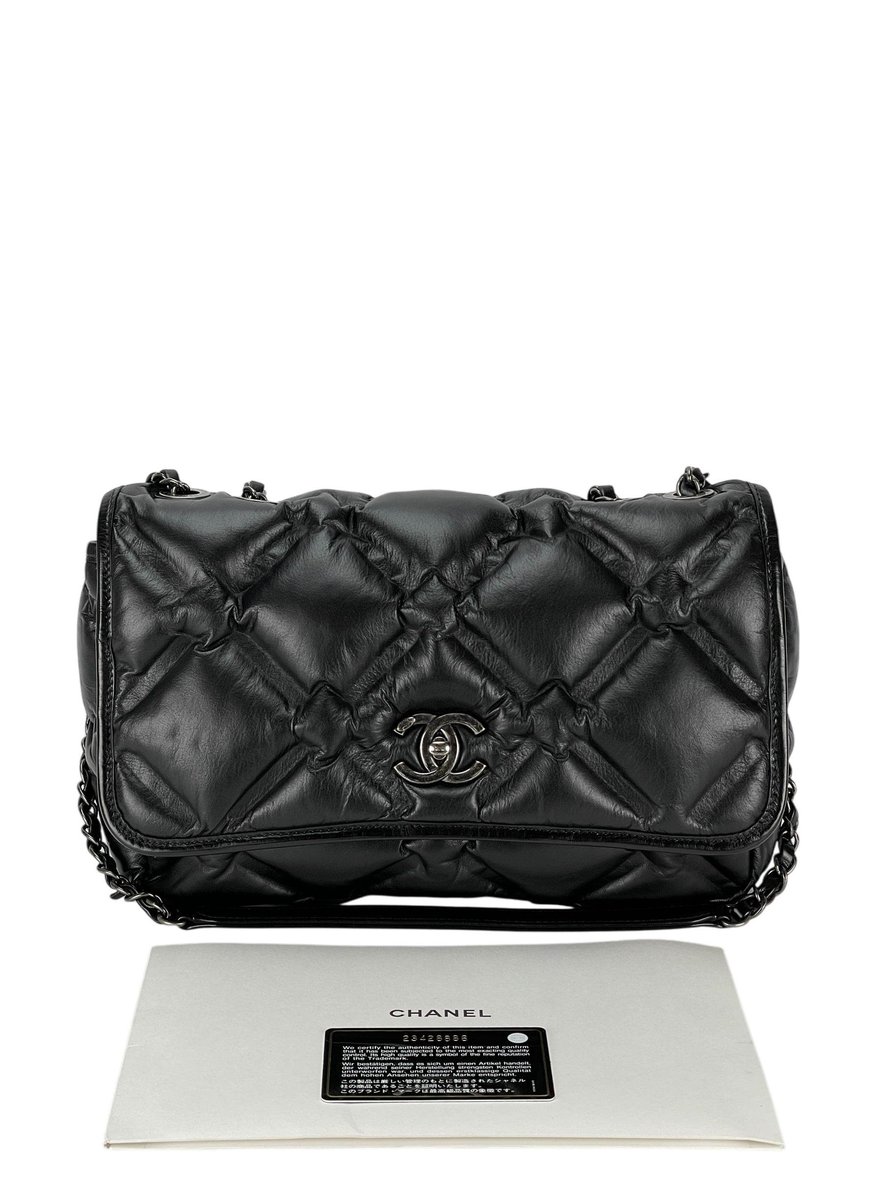 CHANEL - Black Bubble Quilt Chain Shoulder Bag