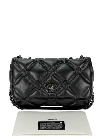CHANEL - Black Bubble Quilt Chain Shoulder Bag
