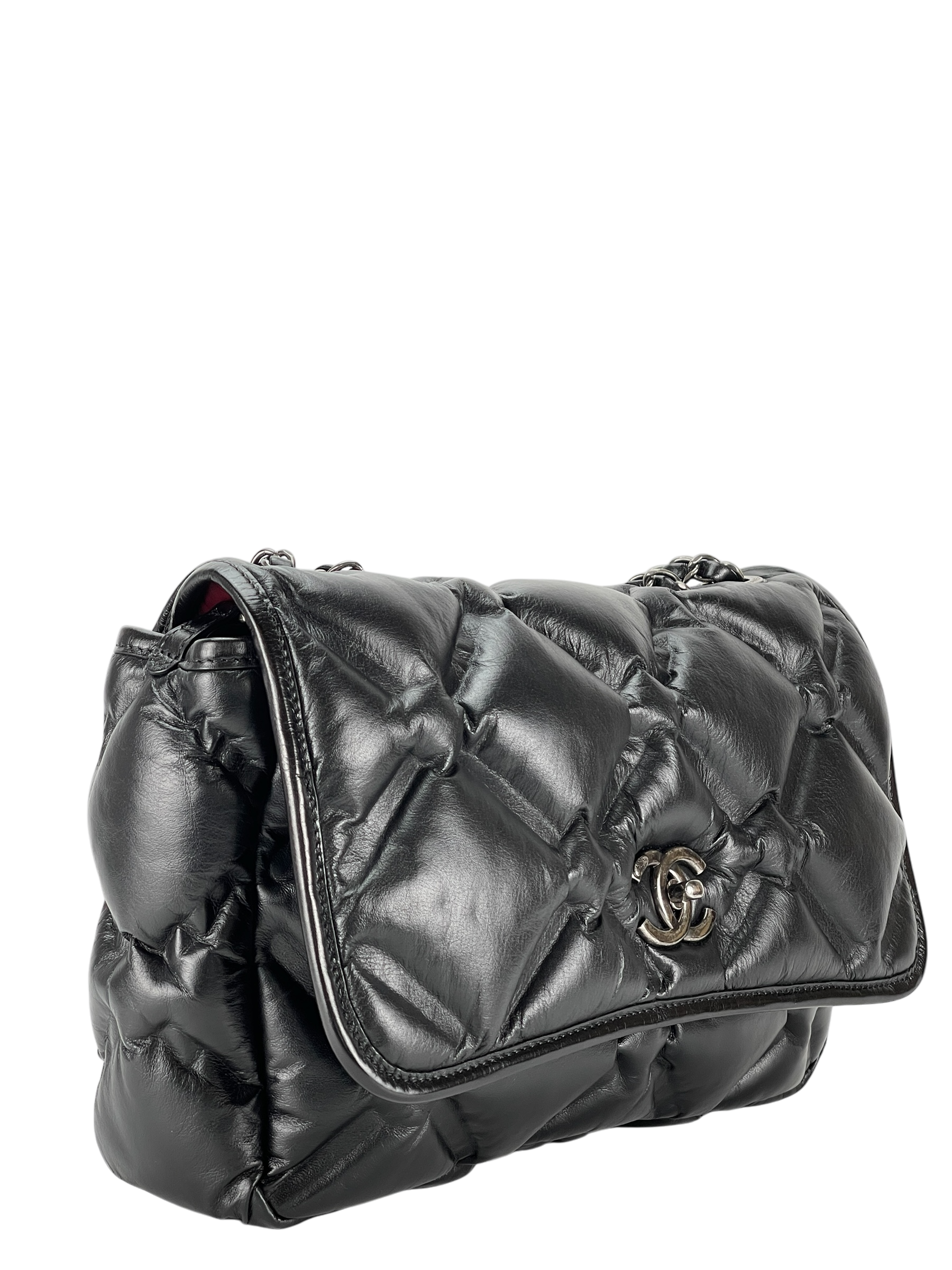 CHANEL - Black Bubble Quilt Chain Shoulder Bag