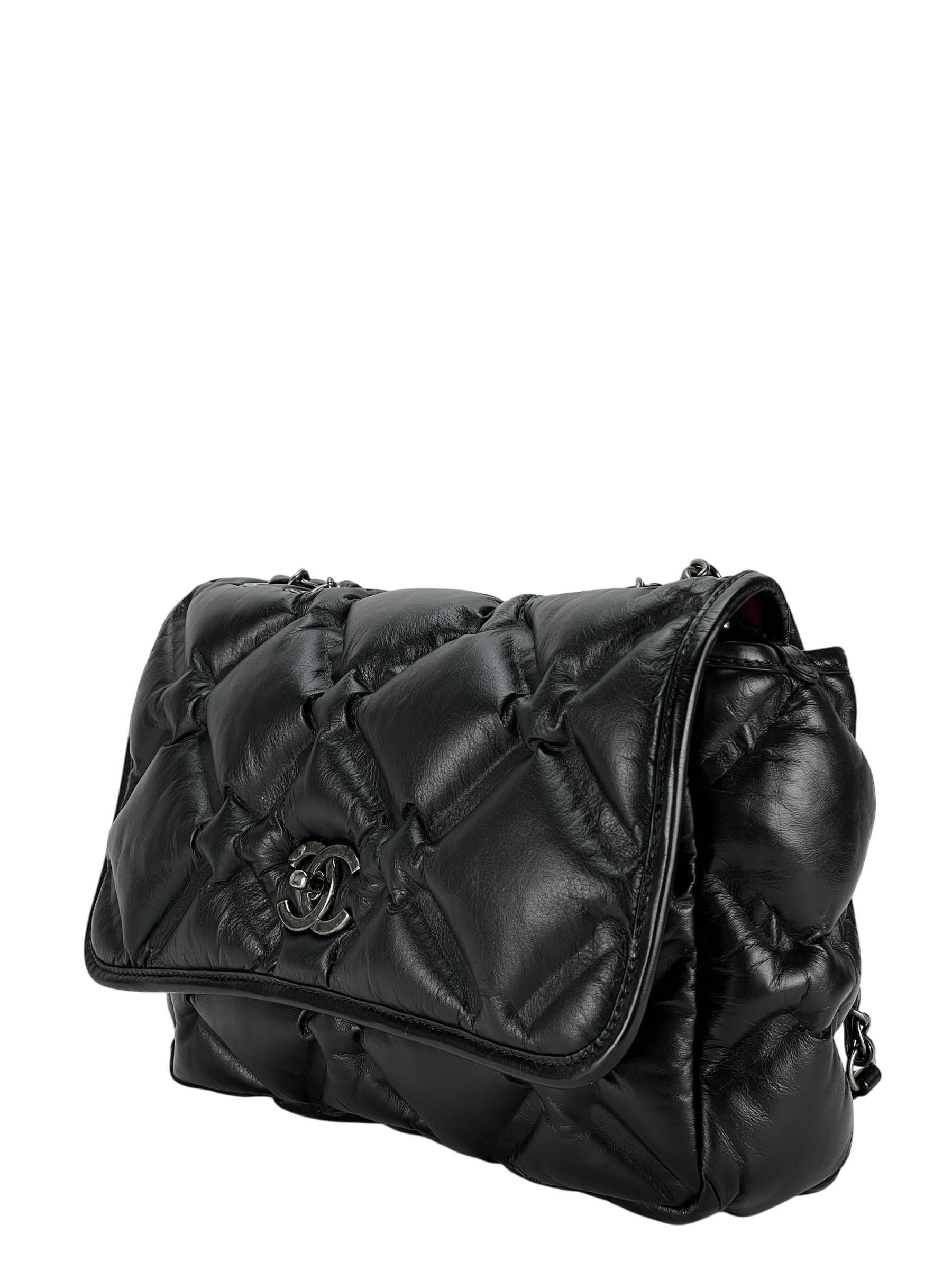 CHANEL - Black Bubble Quilt Chain Shoulder Bag