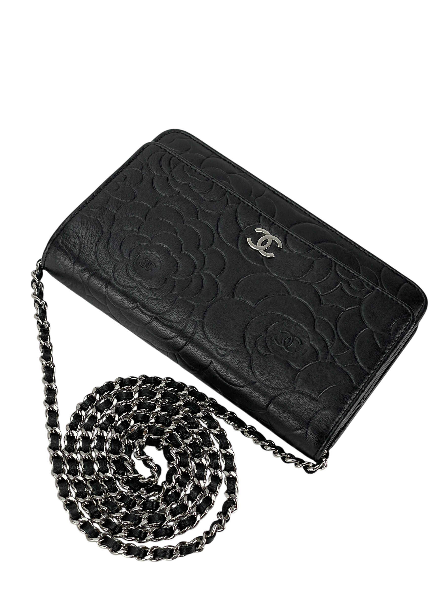 CHANEL - Coco Mark Camellia Lambskin Wallet Chain Bag (Woc)