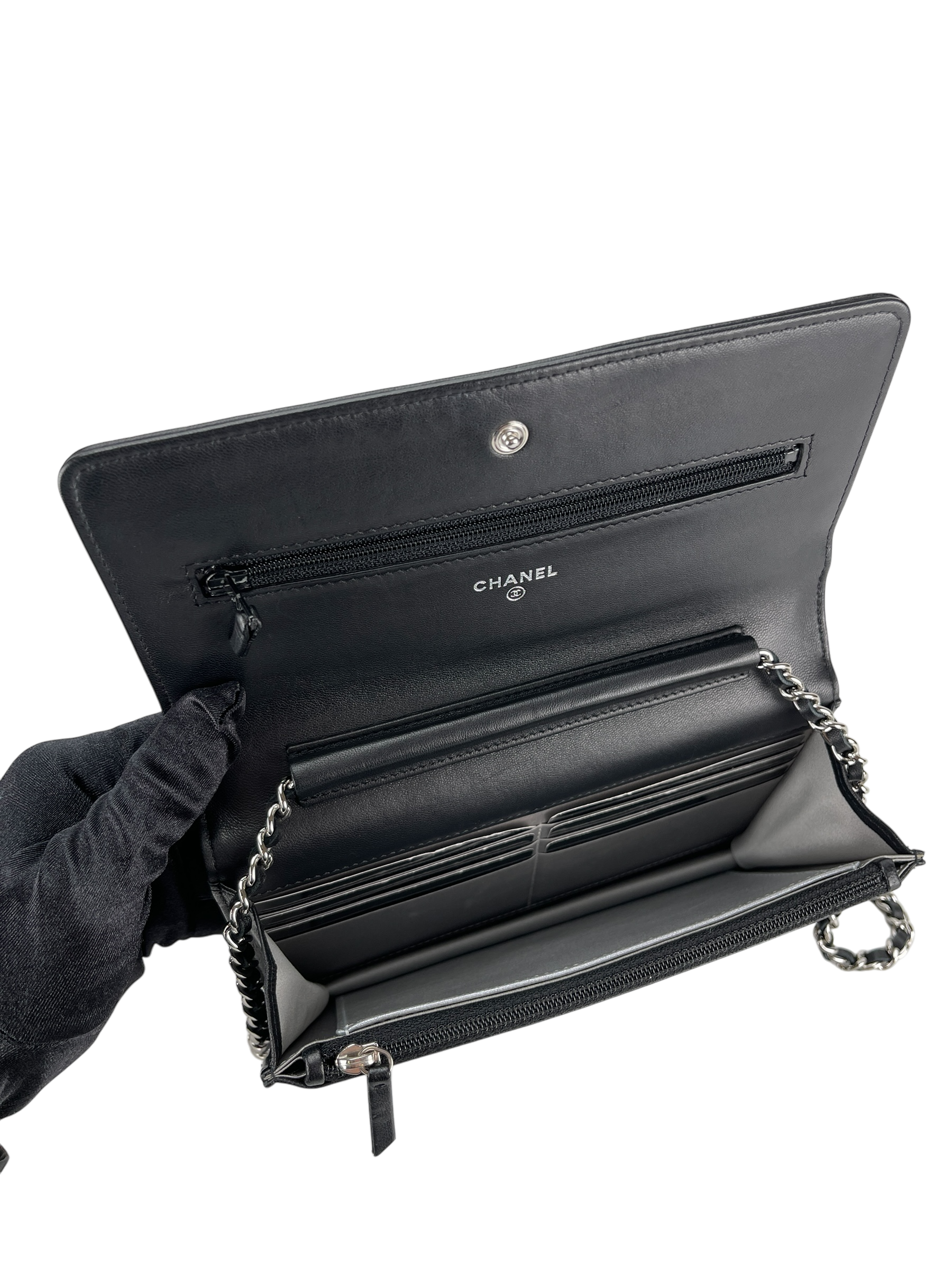 CHANEL - Coco Mark Camellia Lambskin Wallet Chain Bag (Woc)