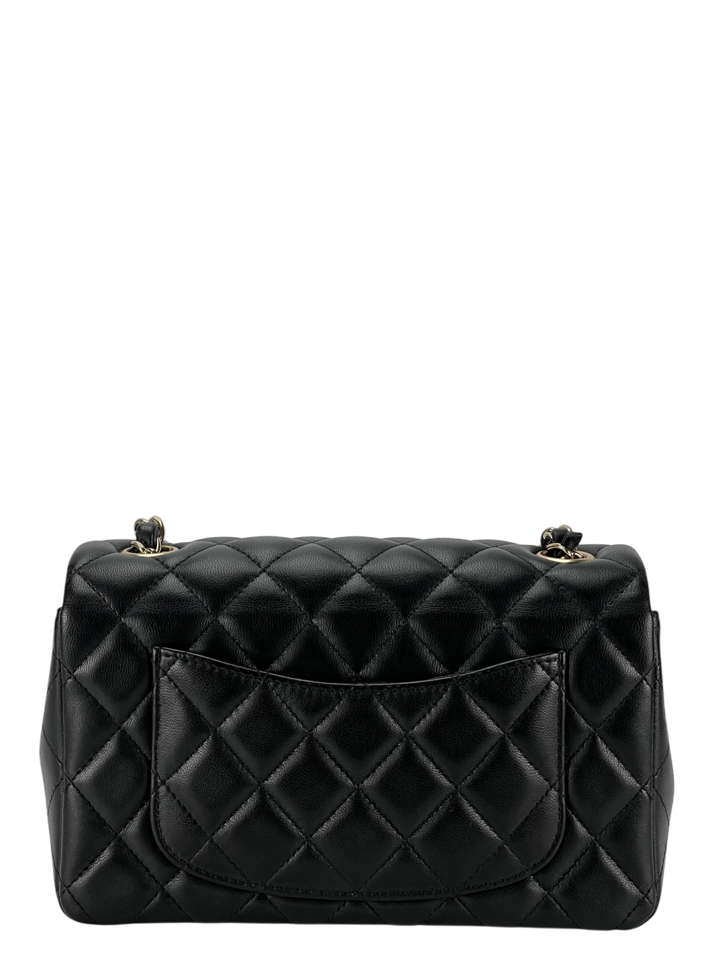 CHANEL - Mini Matlasse 20 Lambskin Single Flap Chain Bag Black Gold Hardware