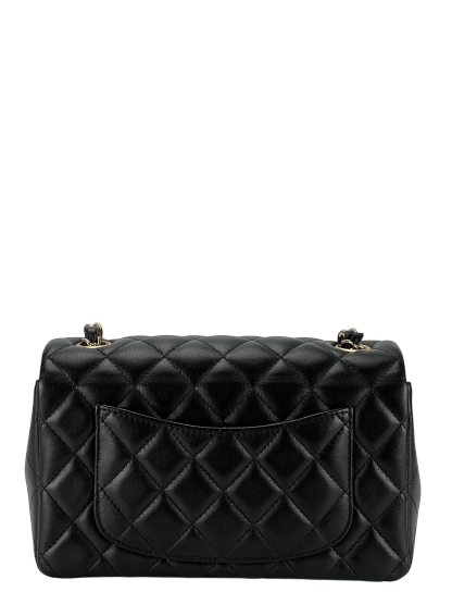CHANEL - Mini Matlasse 20 Lambskin Single Flap Chain Bag Black Gold Hardware