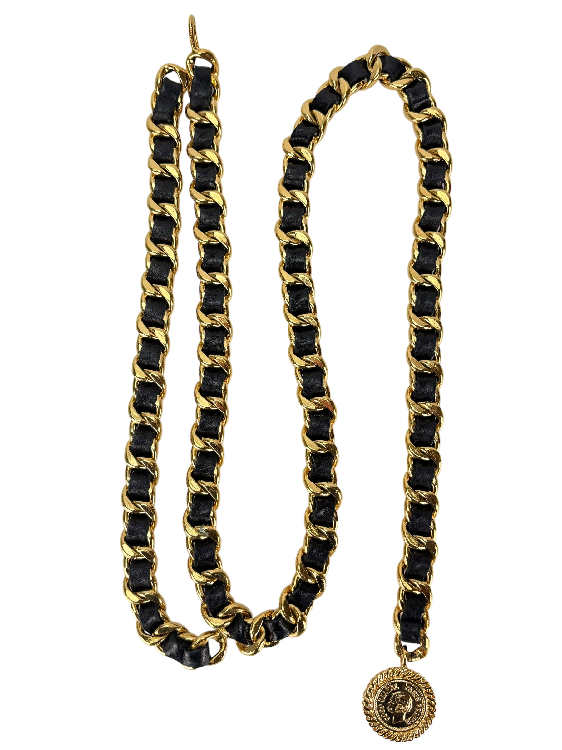 CHANEL - Vintage Gold & Leather Coin Belt