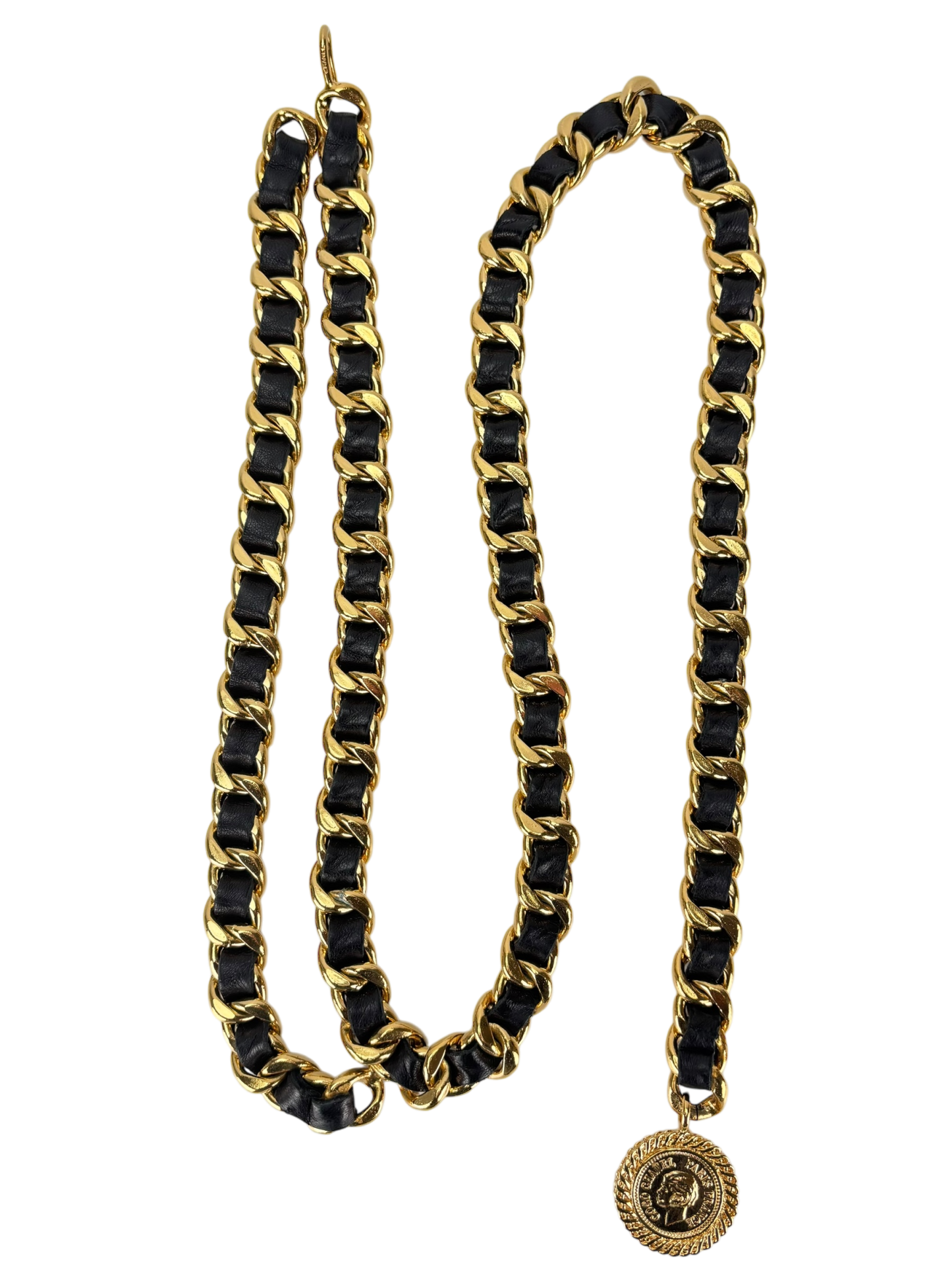 CHANEL - Vintage Gold & Leather Coin Belt