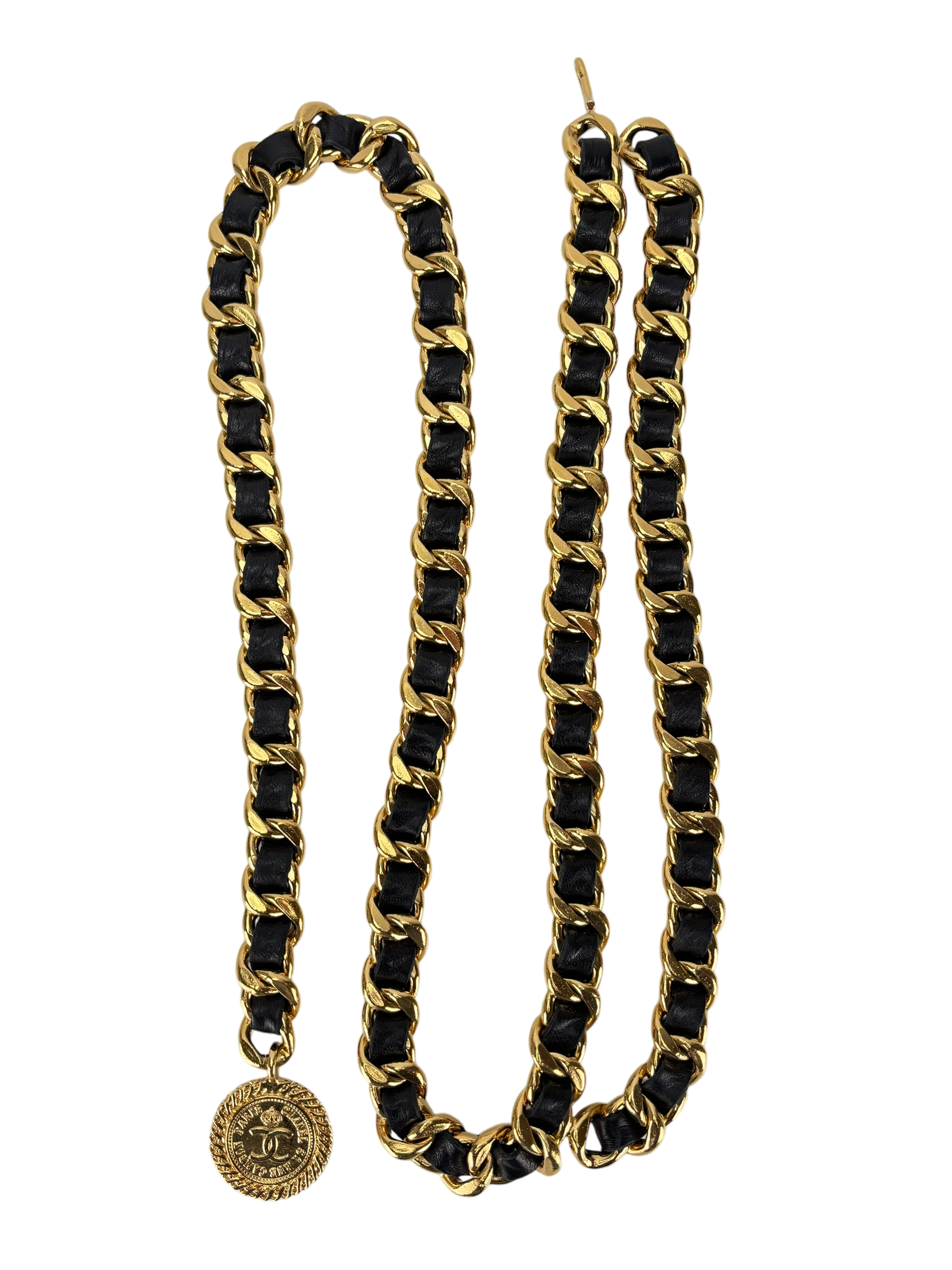 CHANEL - Vintage Gold & Leather Coin Belt