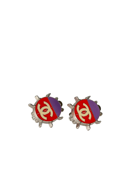 CHANEL - 04P Ladybug Coco Mark Bicolor Accessories Earrings 