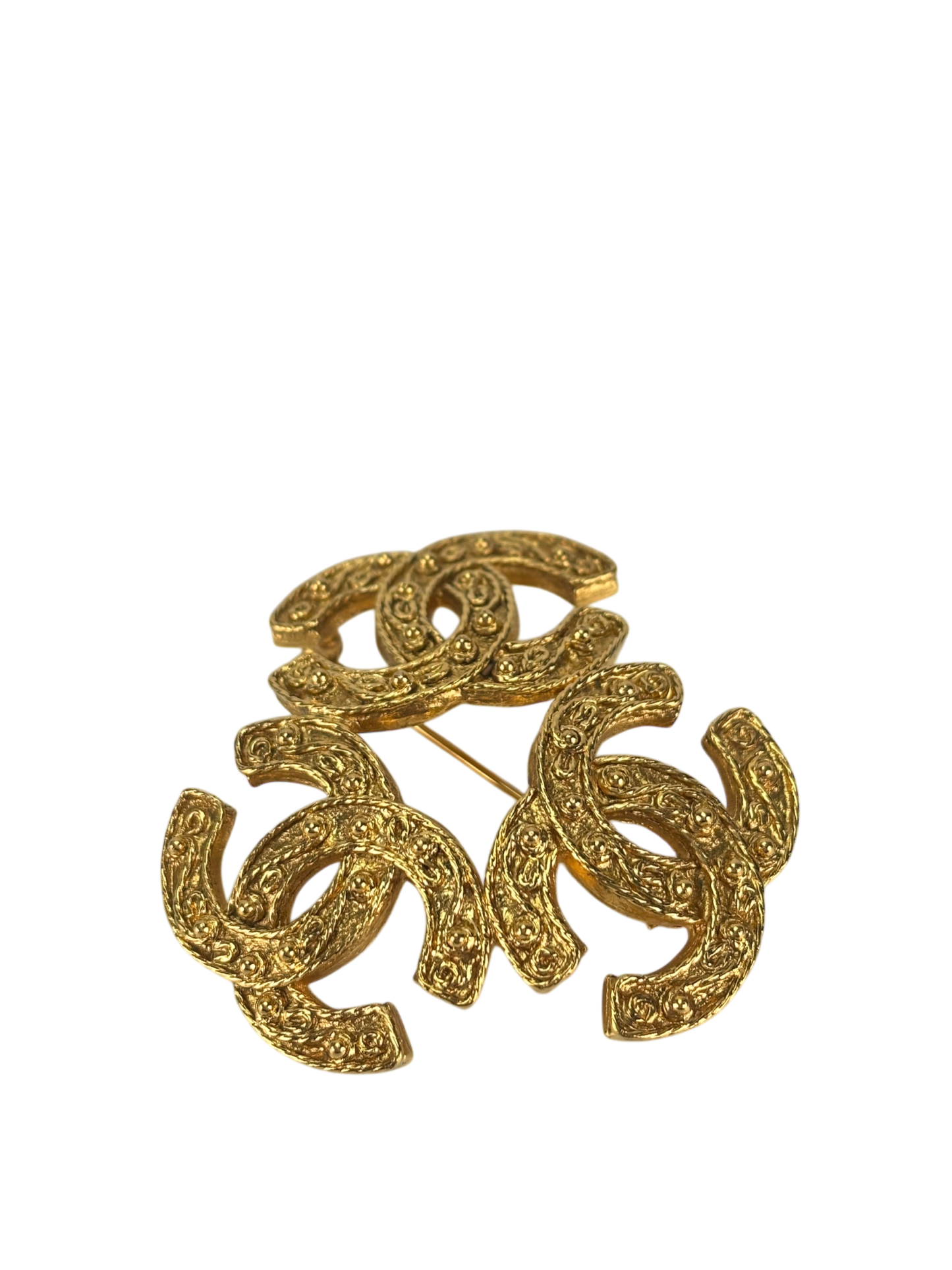 CHANEL - 94A Triple Coco Mark Brooch GP Gold