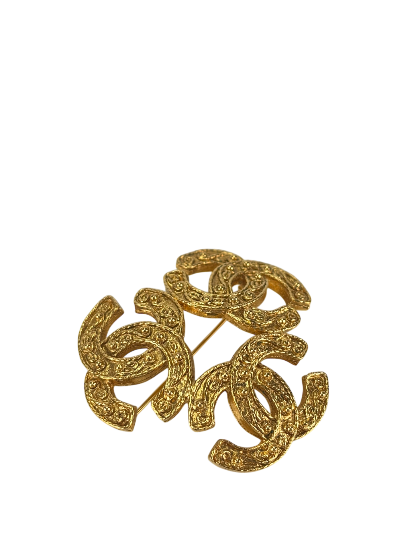 CHANEL - 94A Triple Coco Mark Brooch GP Gold