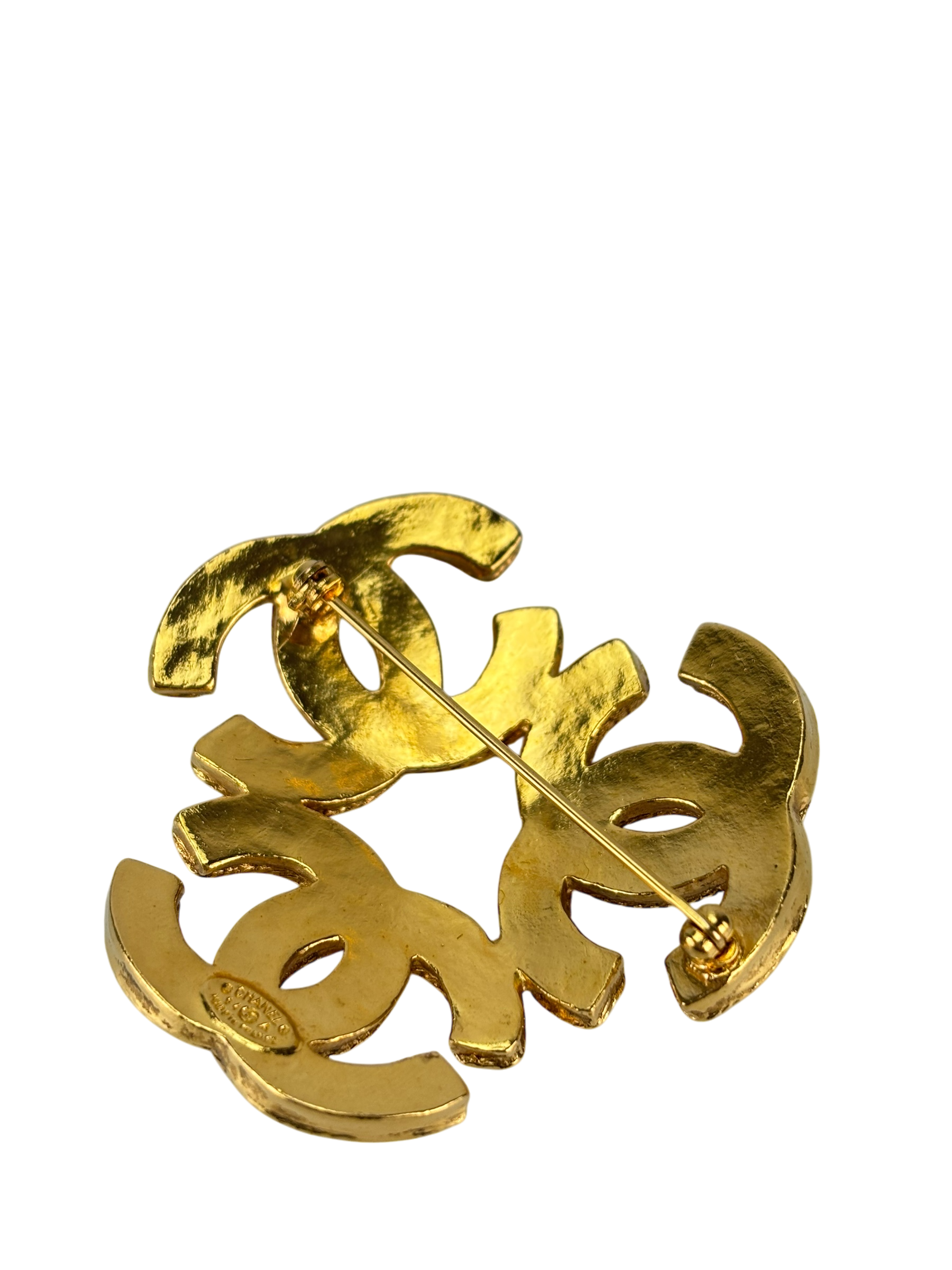 CHANEL - 94A Triple Coco Mark Brooch GP Gold