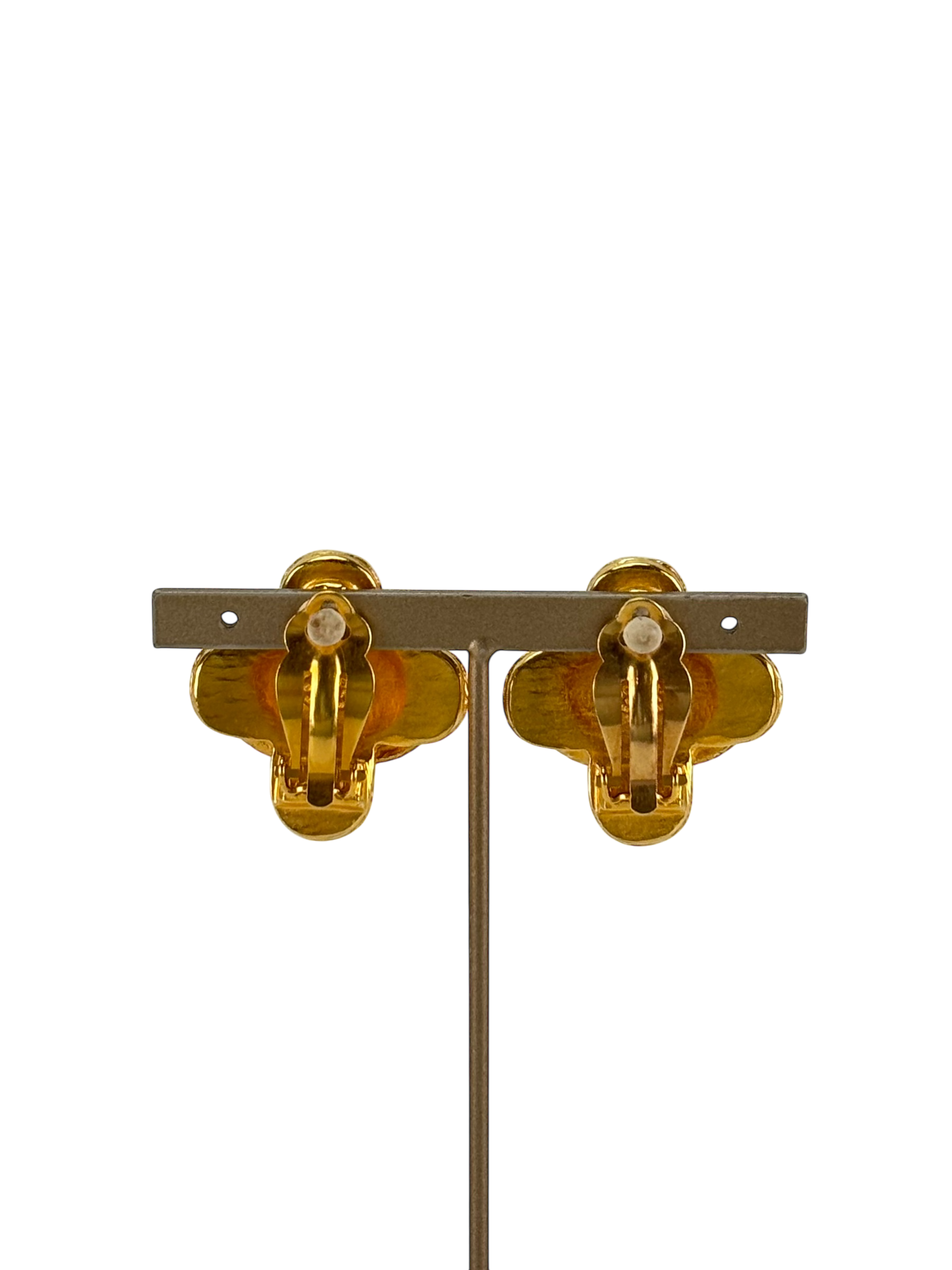 CHANEL - 94A Cross Clip Earrings Yellow Gold