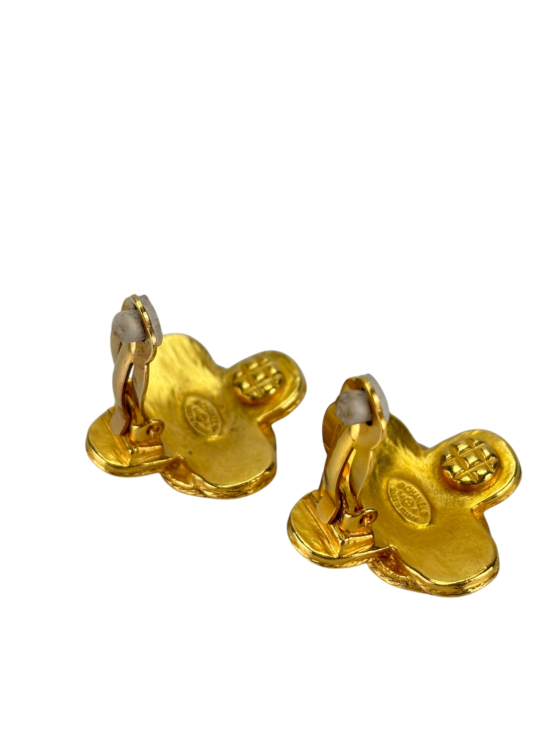 CHANEL - 94A Cross Clip Earrings Yellow Gold