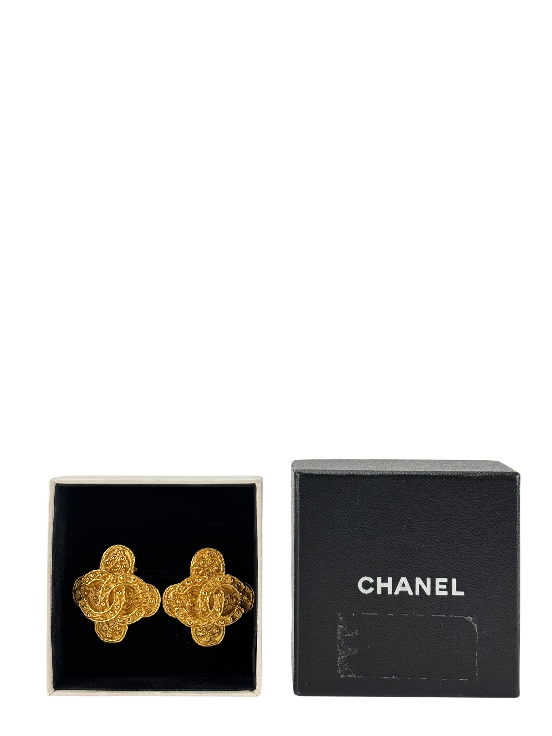 CHANEL - 94A Cross Clip Earrings Yellow Gold