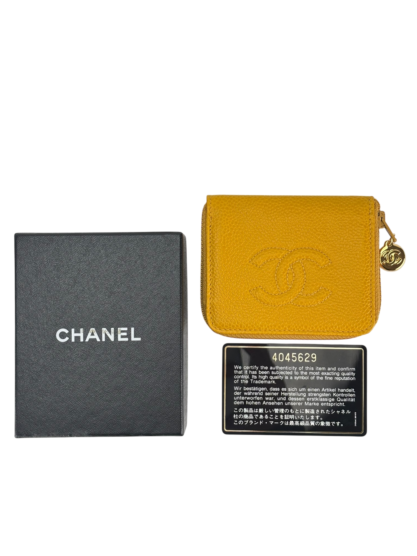 CHANEL - Yellow Caviar Coco Mark Key Case Wallet 