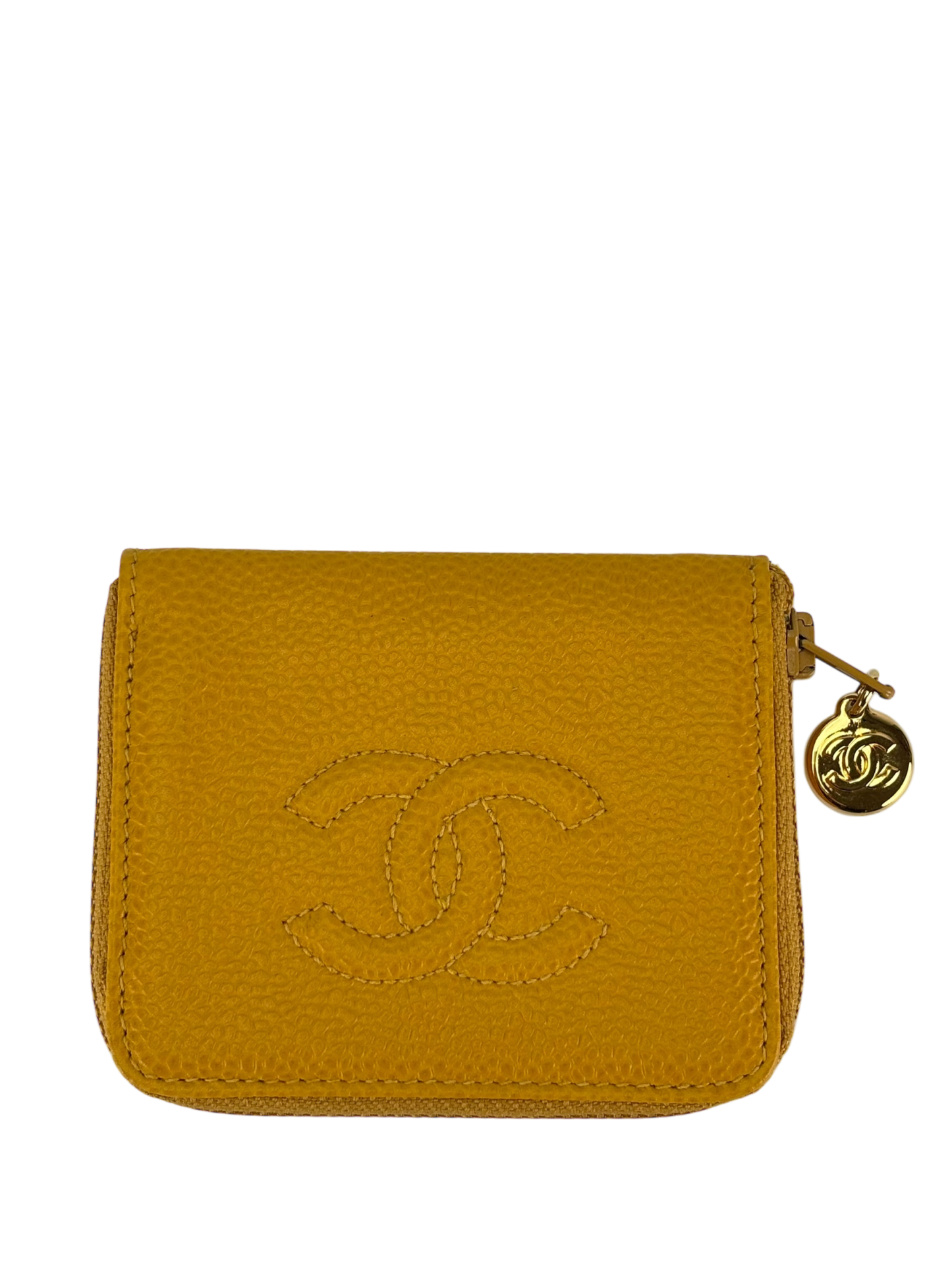 CHANEL - Yellow Caviar Coco Mark Key Case Wallet 