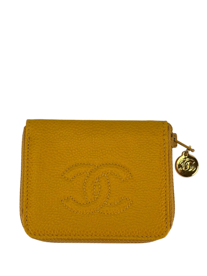 CHANEL - Yellow Caviar Coco Mark Key Case Wallet 