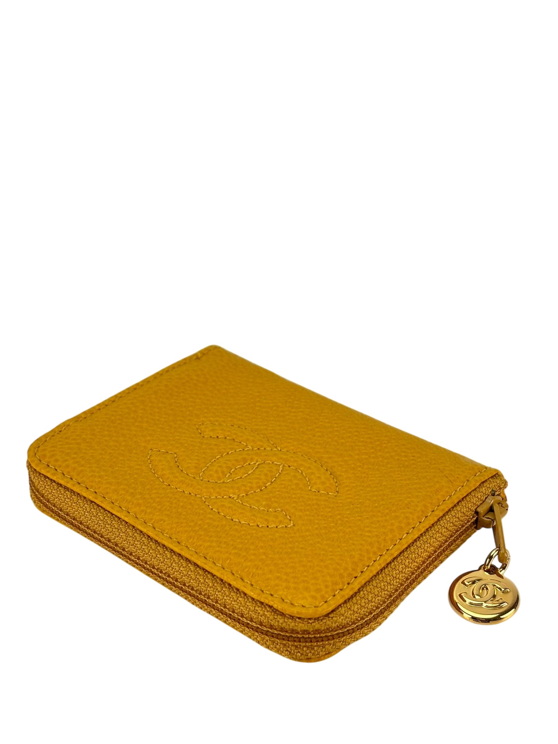 CHANEL - Yellow Caviar Coco Mark Key Case Wallet 