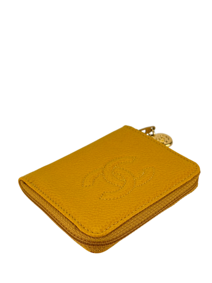 CHANEL - Yellow Caviar Coco Mark Key Case Wallet 