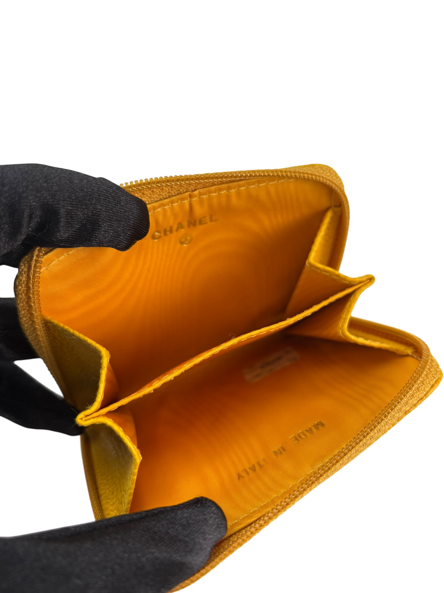 CHANEL - Yellow Caviar Coco Mark Key Case Wallet 