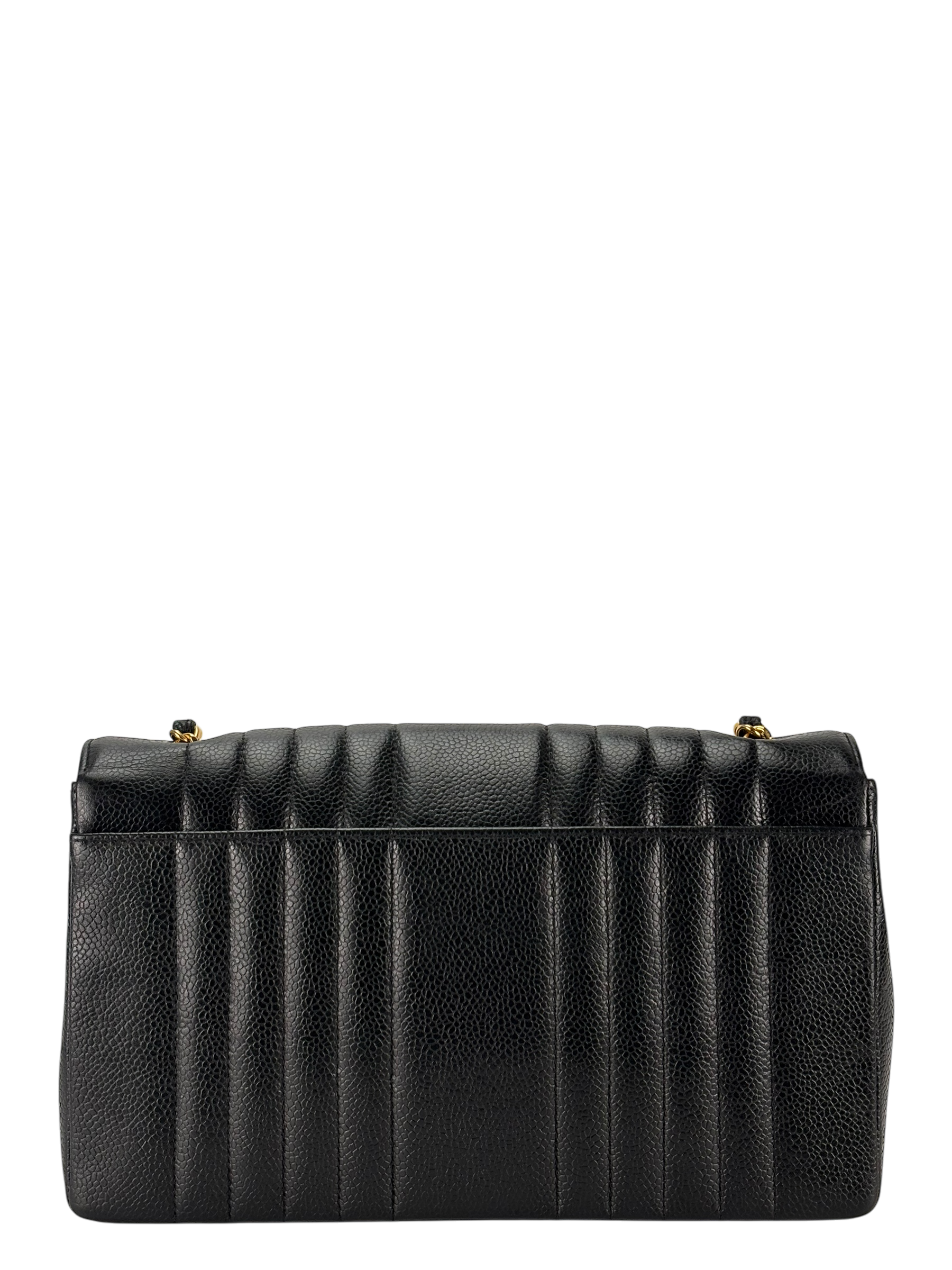 CHANEL - Black Caviar Skin Mademoiselle Chain Shoulder Bag