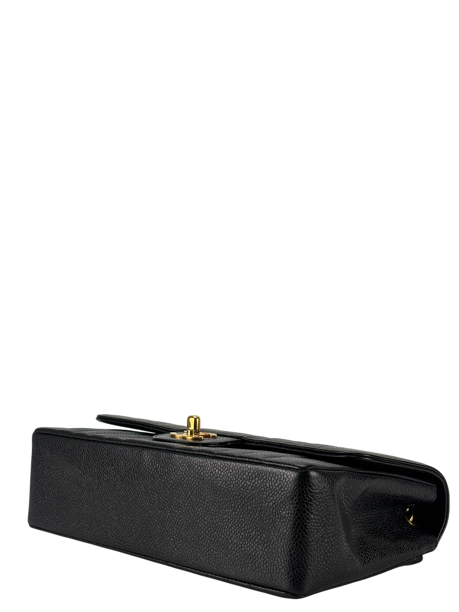 CHANEL - Black Caviar Skin Mademoiselle Chain Shoulder Bag