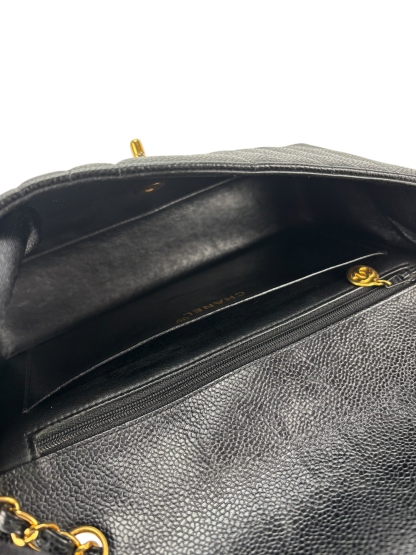 CHANEL - Black Caviar Skin Mademoiselle Chain Shoulder Bag