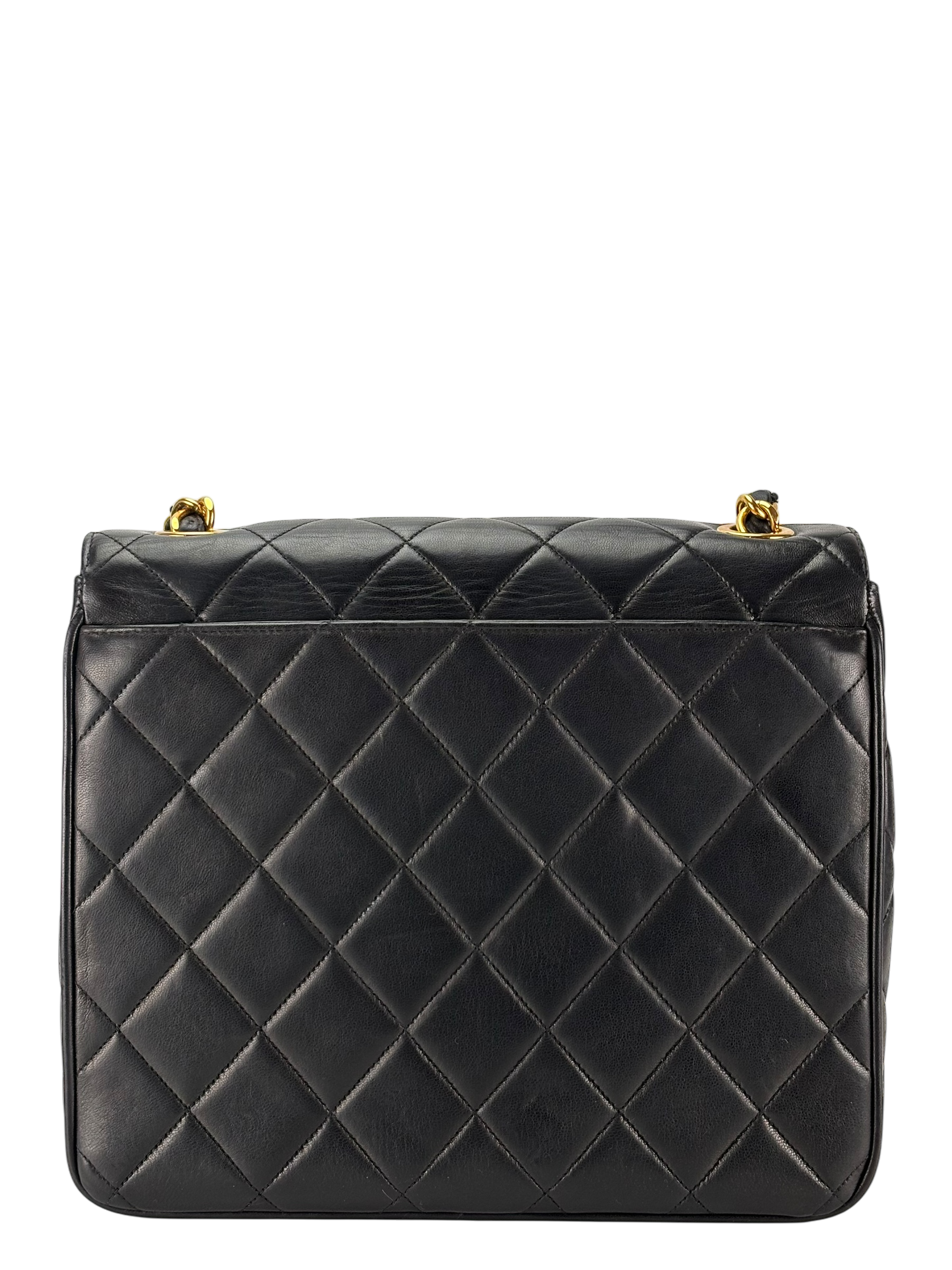 CHANEL -  Black Lambskin Deca Coco Mark Matelasse Shoulder Bag