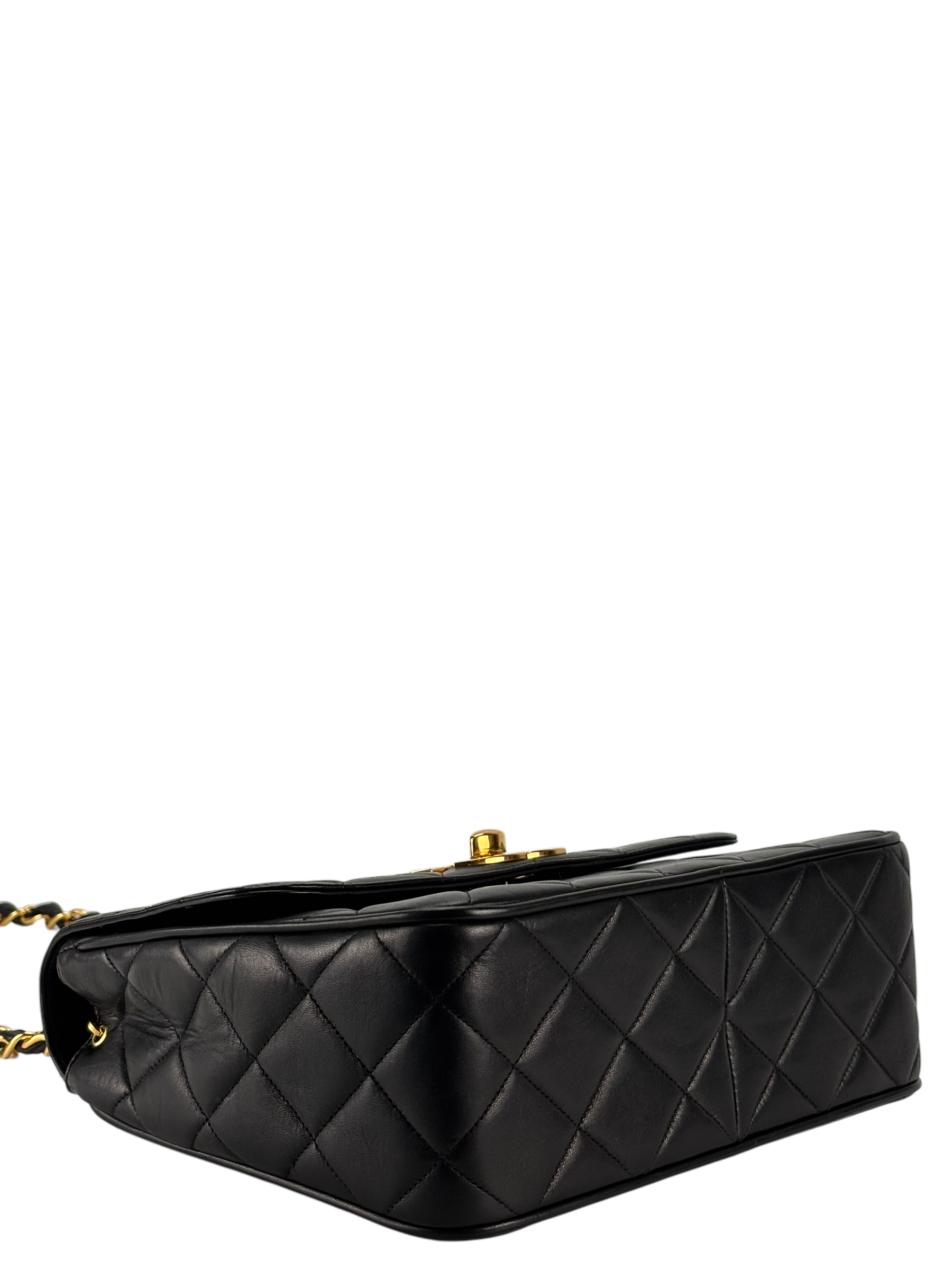 CHANEL - Black Lambskin Deca Coco Mark Matelasse Shoulder Bag