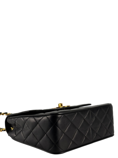 CHANEL -  Black Lambskin Deca Coco Mark Matelasse Shoulder Bag