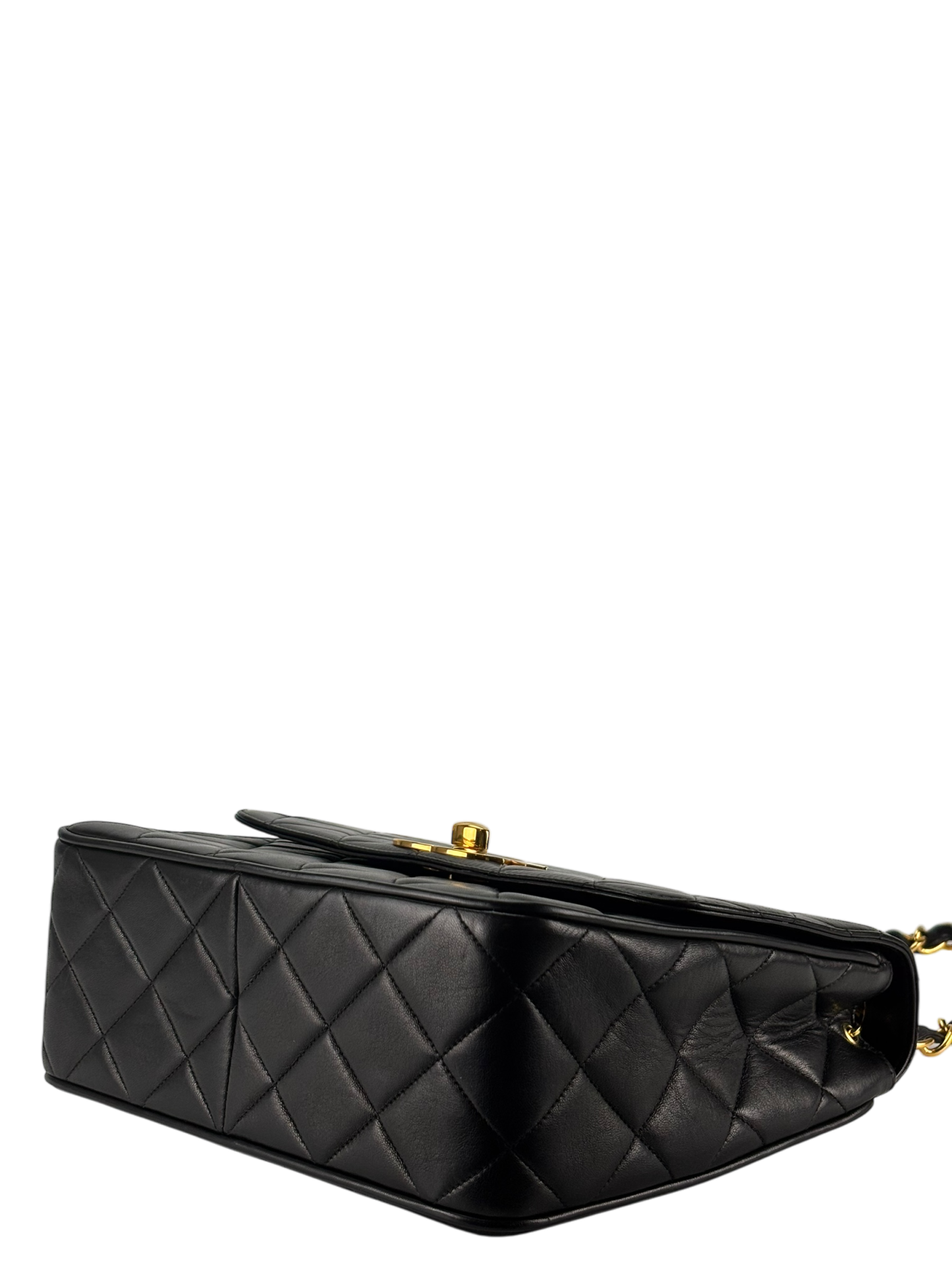 CHANEL - Black Lambskin Deca Coco Mark Matelasse Shoulder Bag