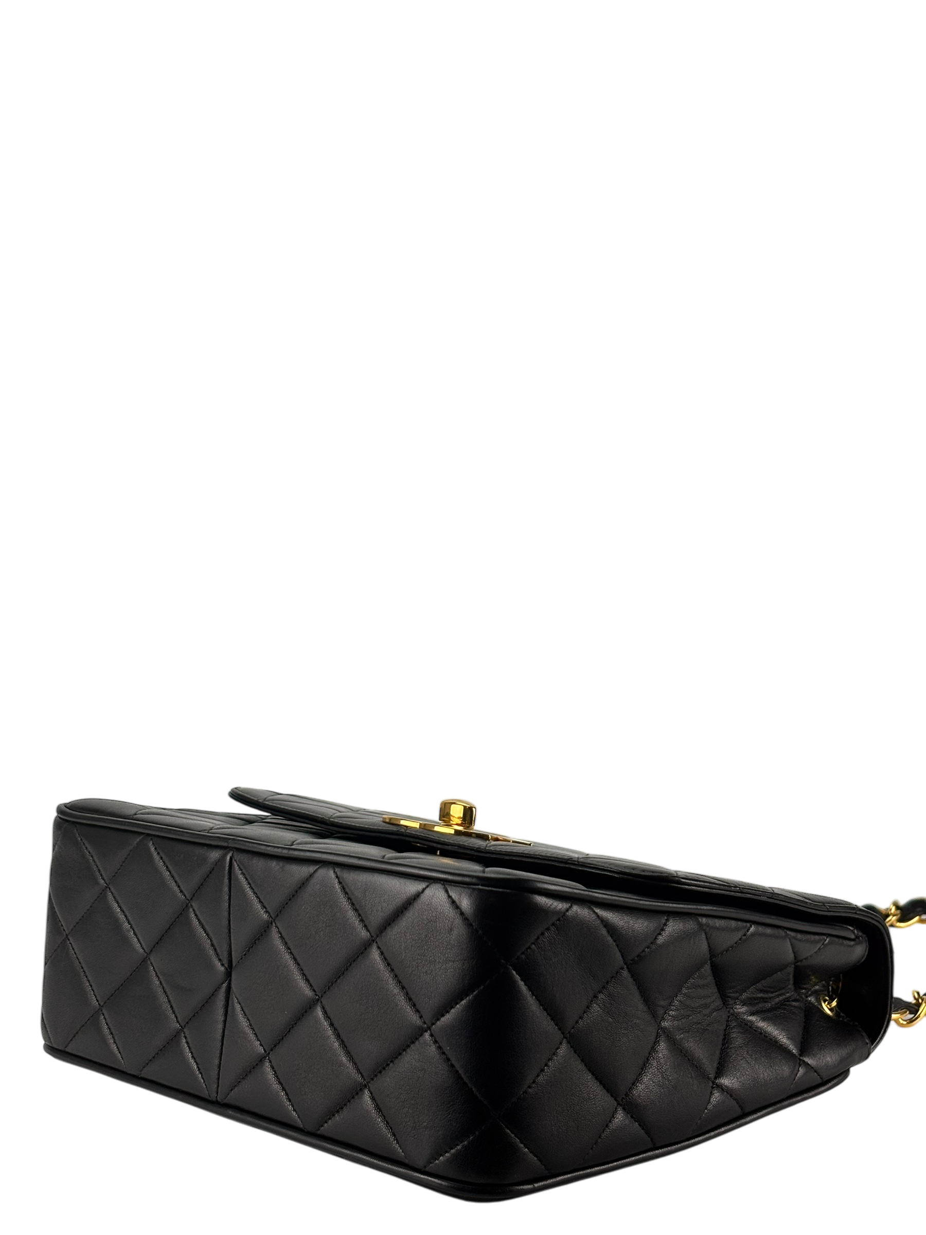 CHANEL - Black Lambskin Deca Coco Mark Matelasse Shoulder Bag