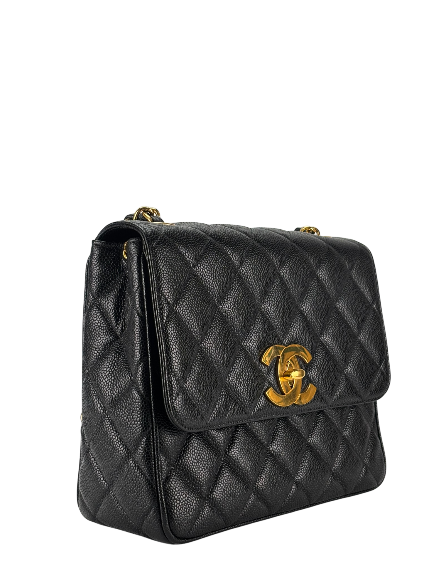 CHANEL - Black Caviar Deca Coco Mark Matelasse Shoulder Bag