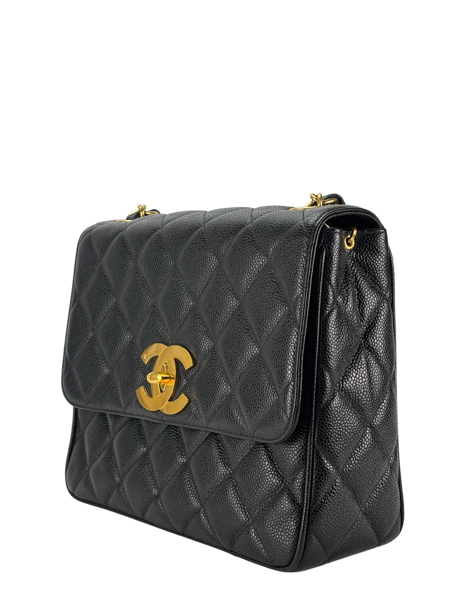 CHANEL - Black Caviar Deca Coco Mark Matelasse Shoulder Bag