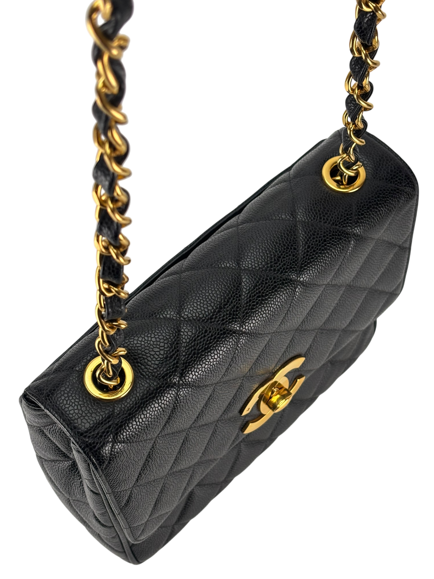 CHANEL - Black Caviar Deca Coco Mark Matelasse Shoulder Bag