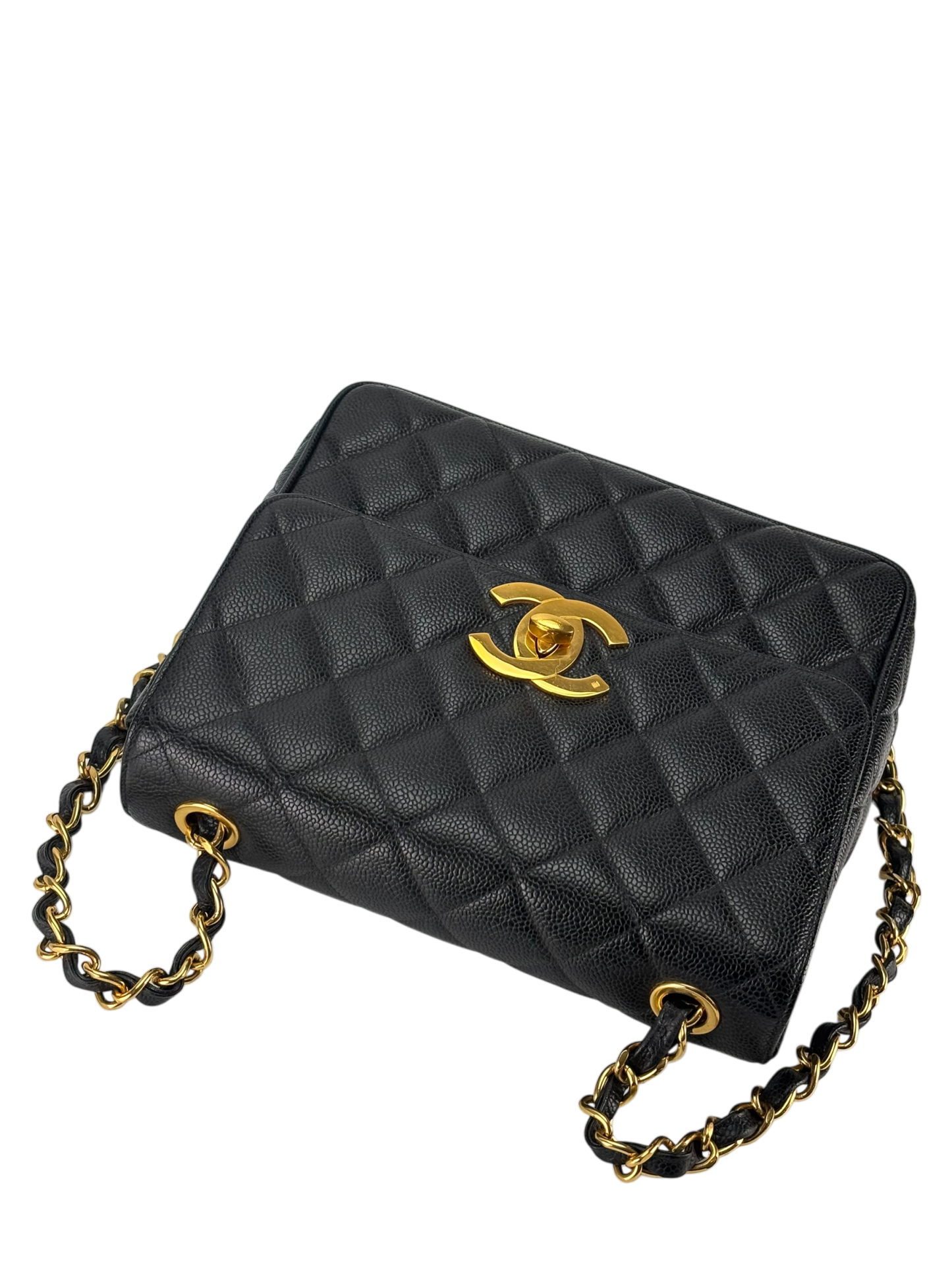 CHANEL - Black Caviar Deca Coco Mark Matelasse Shoulder Bag