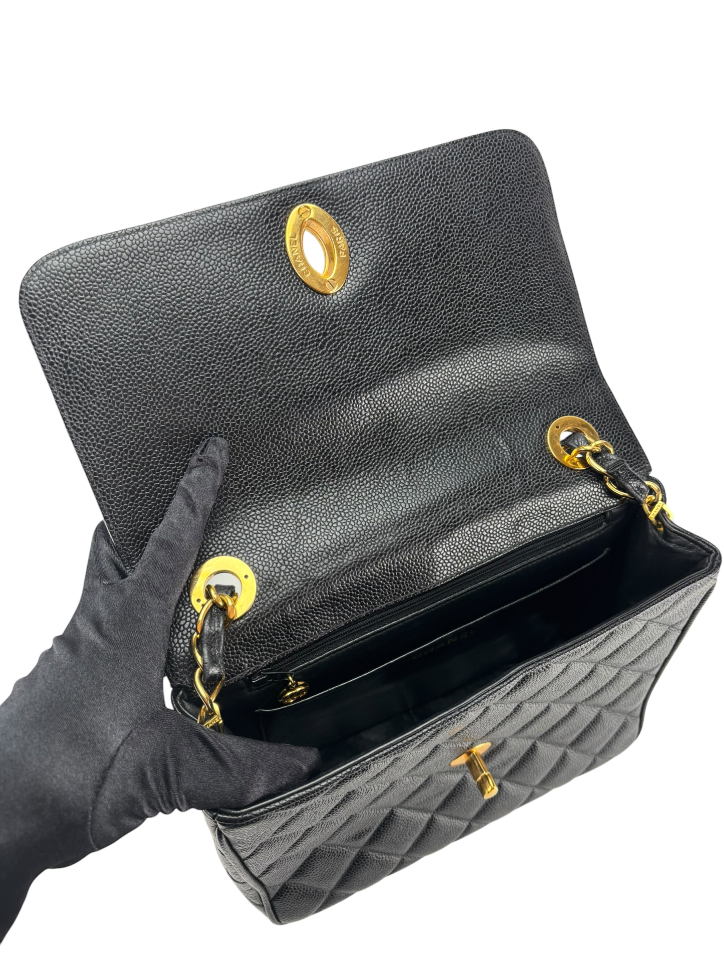 CHANEL - Black Caviar Deca Coco Mark Matelasse Shoulder Bag