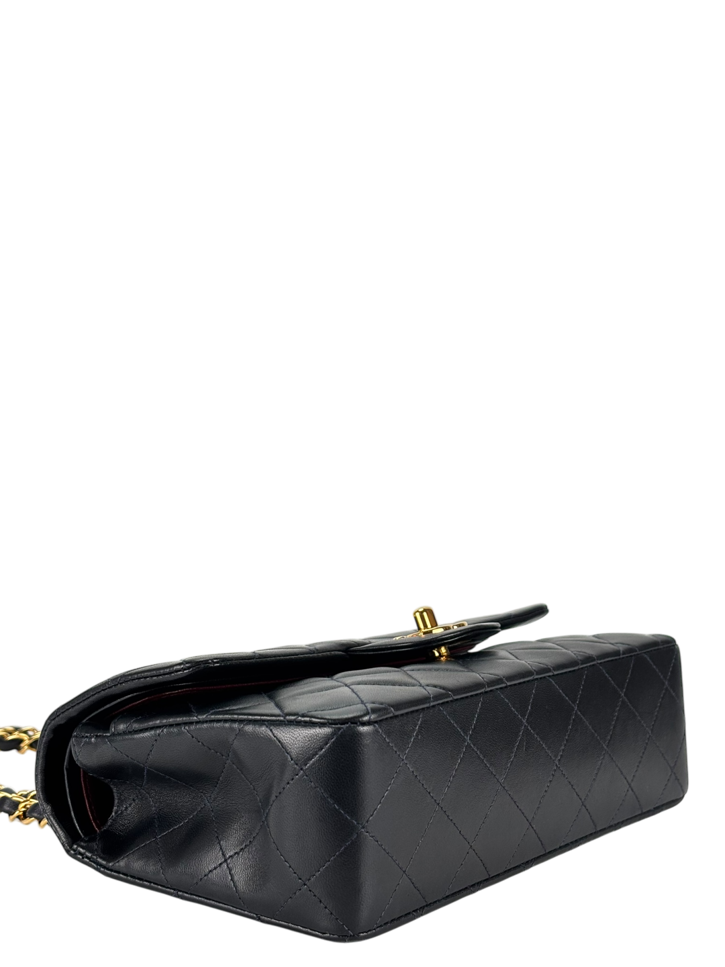 CHANEL - Small Classic Double Flap Bag Navy Lambskin Gold Hardware (CF23)