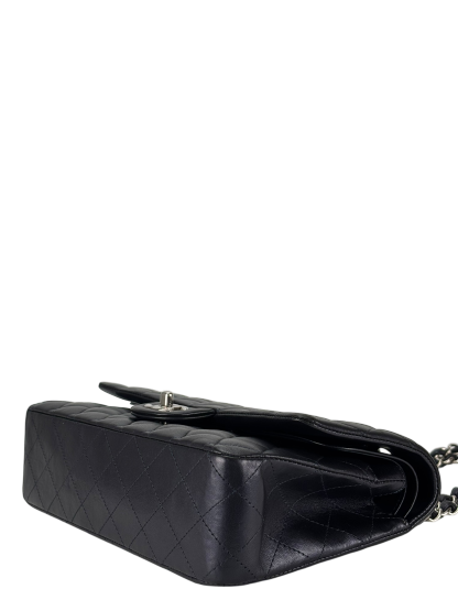 CHANEL - Medium Classic Double Flap Bag Navy Lambskin Sliver Hardware (CF25)